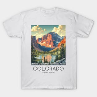 A Vintage Travel Illustration of the Rocky Mountain National Park - Colorado - US T-Shirt